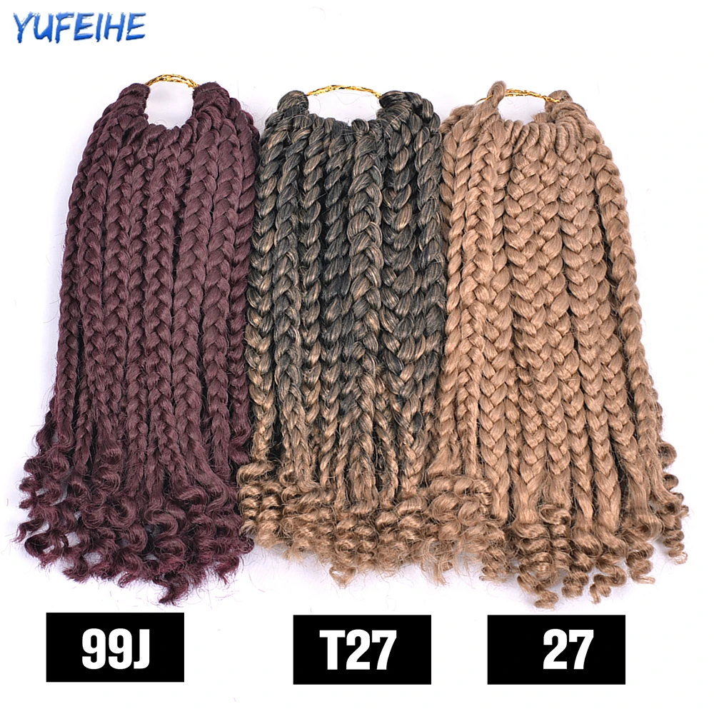 10 Inches Synthetic Crochet Hair Senegalese Twist Hair Crochet for Kids Braiding Hair With Curly Ends Ombre Hair Extensions images - 6