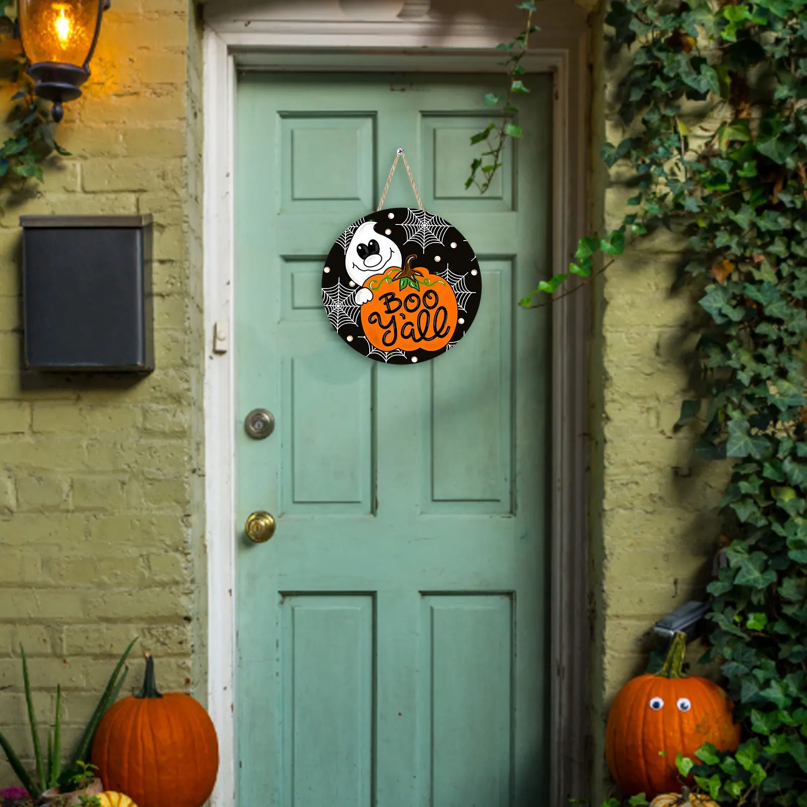 

Мини-фон для Хэллоуина, декоративное украшение, деревянная дверь Счастливого Хэллоуина, подвесной знак