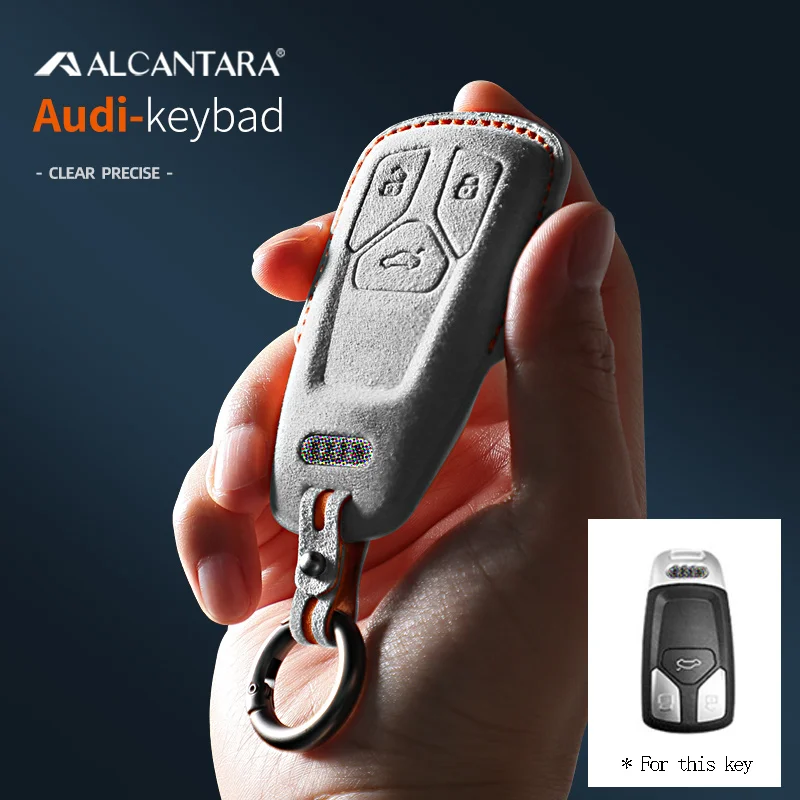 

New Alcantara Suede 3D Stereo Fashion Car Key Case Bag For Audi A4 B9 A5 A6 8S 8W Q5 Q7 4M S4 S5 S7 TT RS 2022 2023 Accessories