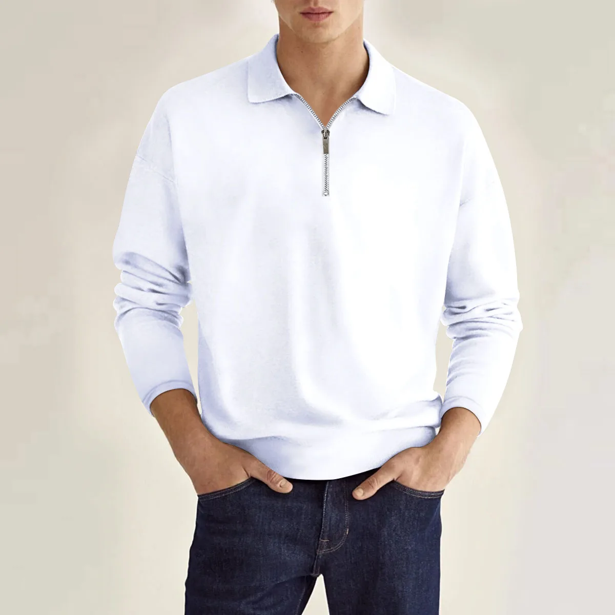 

Мужская рубашка-поло с длинным рукавом, однотонная Повседневная Деловая футболка, модная классическая мужская продукция и маркетинг в Европе и США