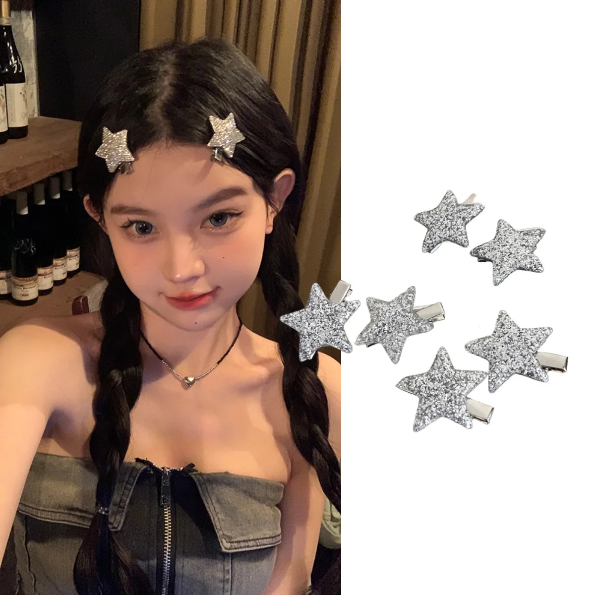 

6 шт./партия, женские заколки для волос с блестками