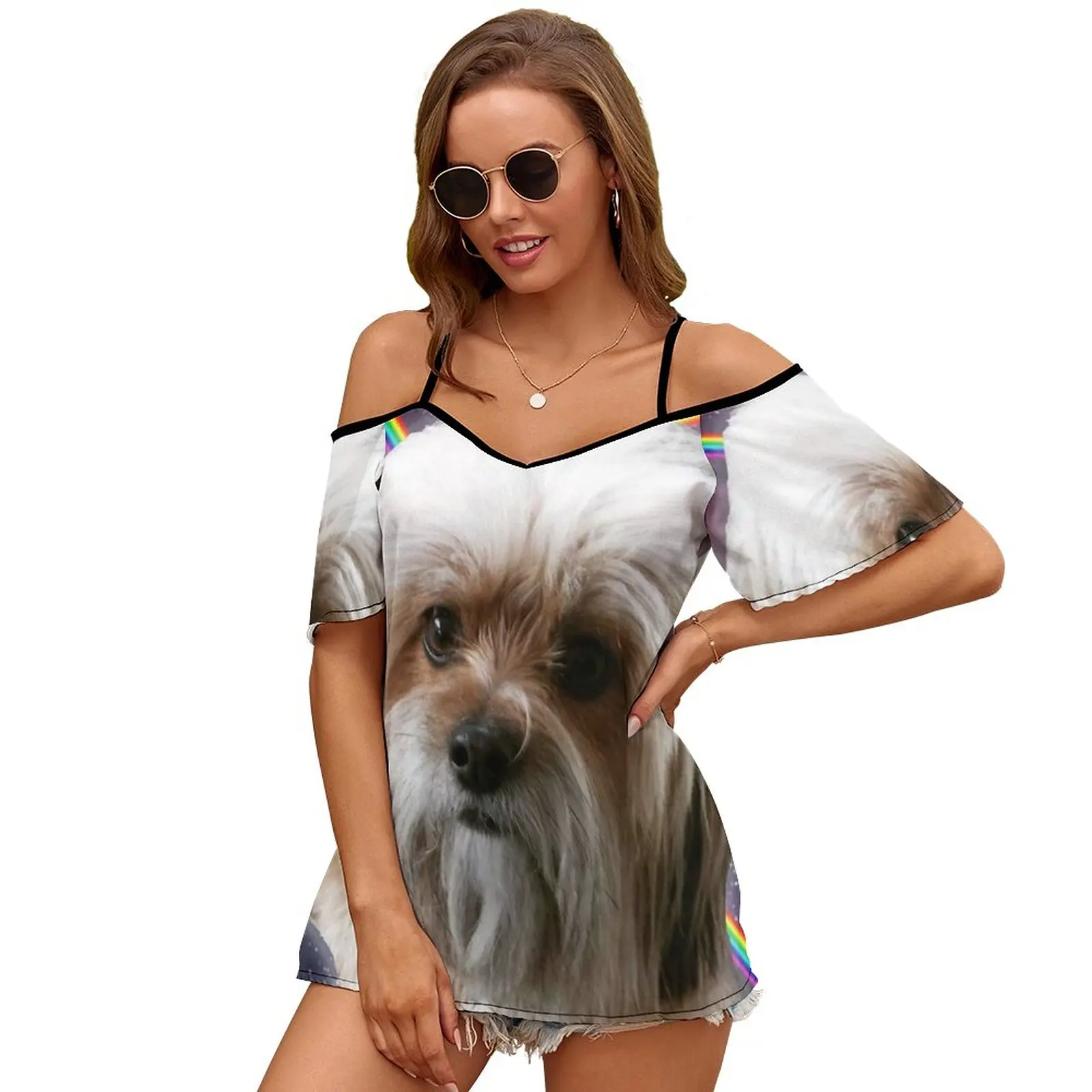 Женская футболка с космической собакой весенне-летние футболки принтом