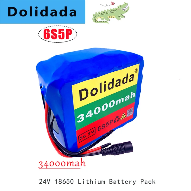 

Литиевый аккумулятор Dolidada 24 В 34000 мАч 6S5P с 25 А BMS для электрического велосипеда, электровелосипеда, скутера, инвалидной коляски Cropper с 25,2 в