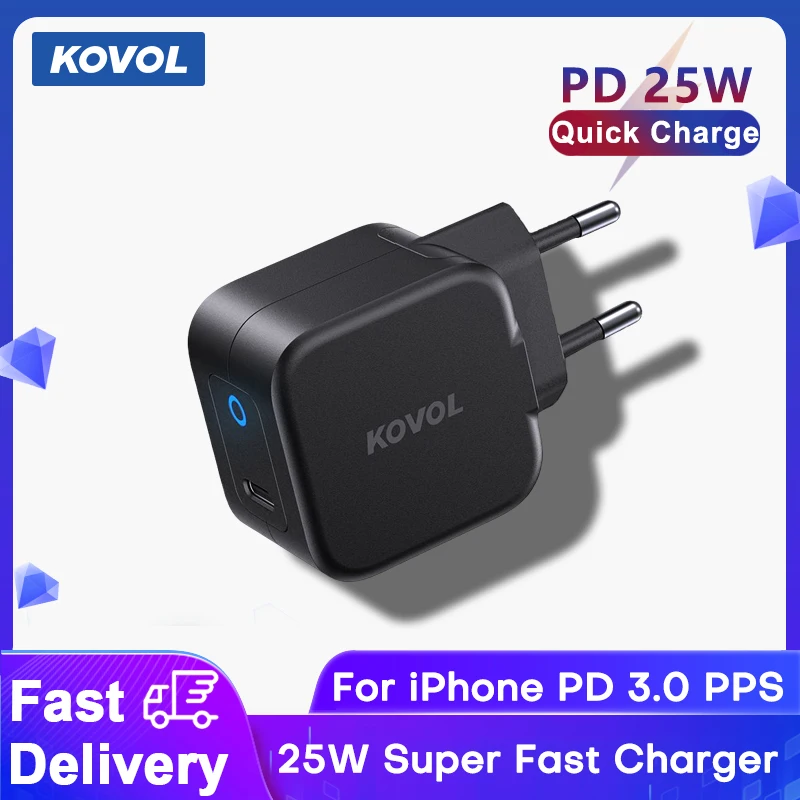 

KOVOL 25W USB Type C Charger PD3.0 PPS 25W Fast Charging Adapter For iPhone 13 12 Pro For Samsung S21 S20 S10 Xiaomi Charger