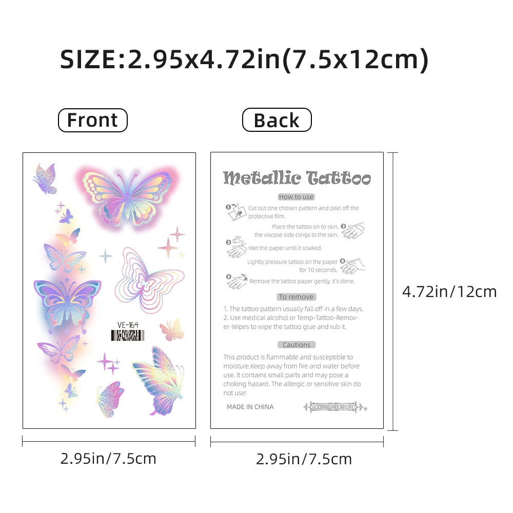 VeeCharm — временная татуировка Русалка с голографическим изменением цвета яркая