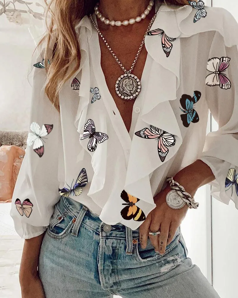 

Streetwear Women Tops Chiffon Shirts Half Sleeve Leopard Print V-neck Casual Retro Loose 2023 Summer Clothing Traf Woman Blouses