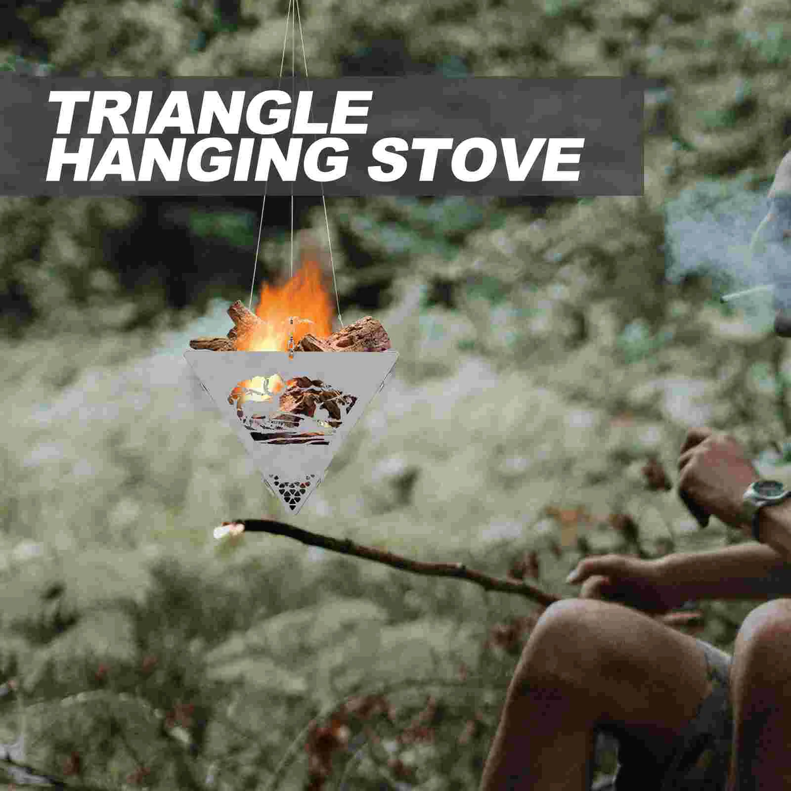 Печь для костра Компактная треугольная подвесная печь барбекю из нержавеющей