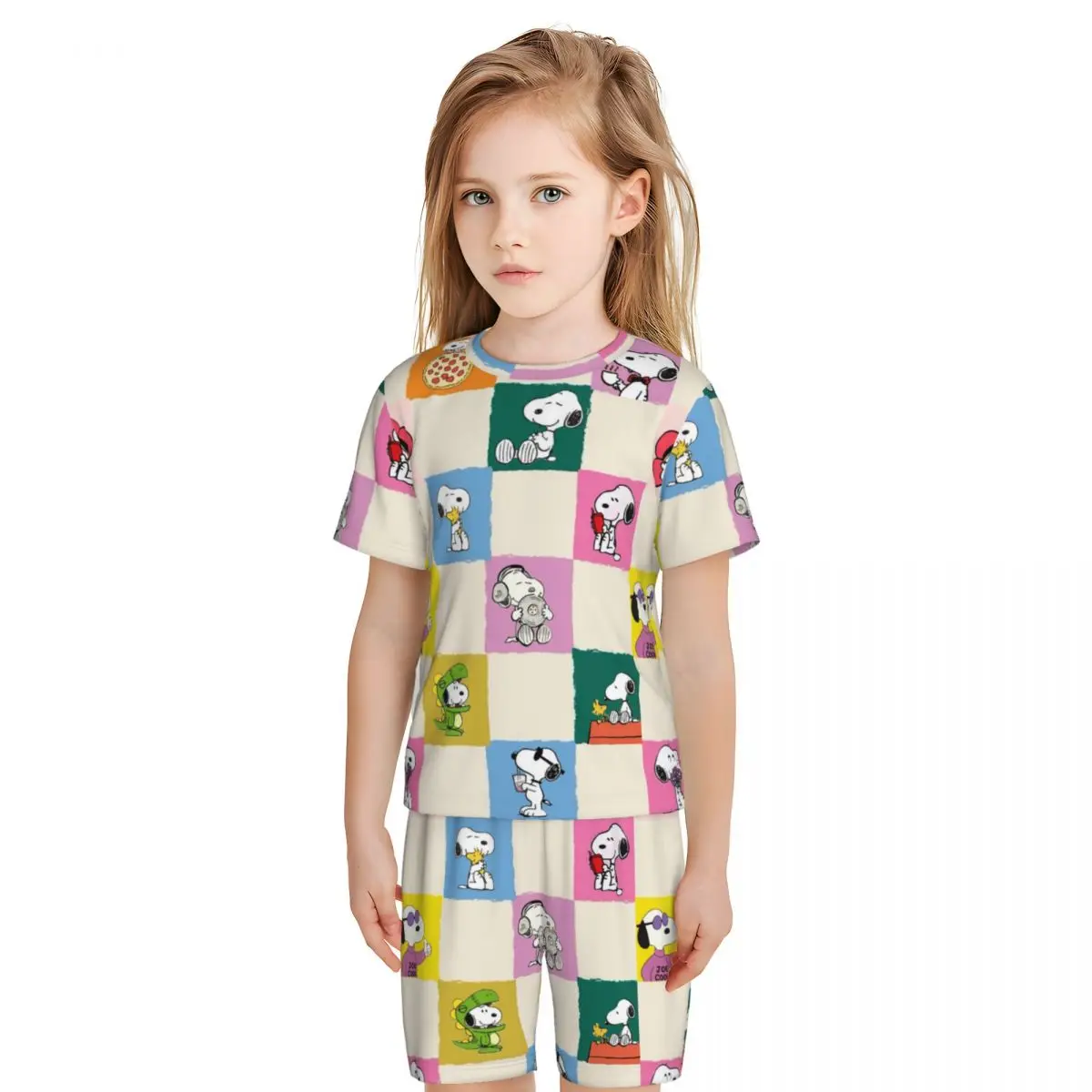 Kawaii Snoopy детский пижамный комплект из 2 предметов для детей повседневный костюм с