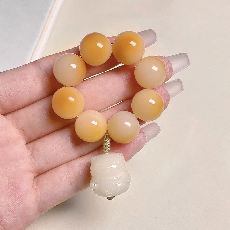 Розовый белый Нефритовый Бодхи скрученный браслет женский пальцевой Вэнь мягкий