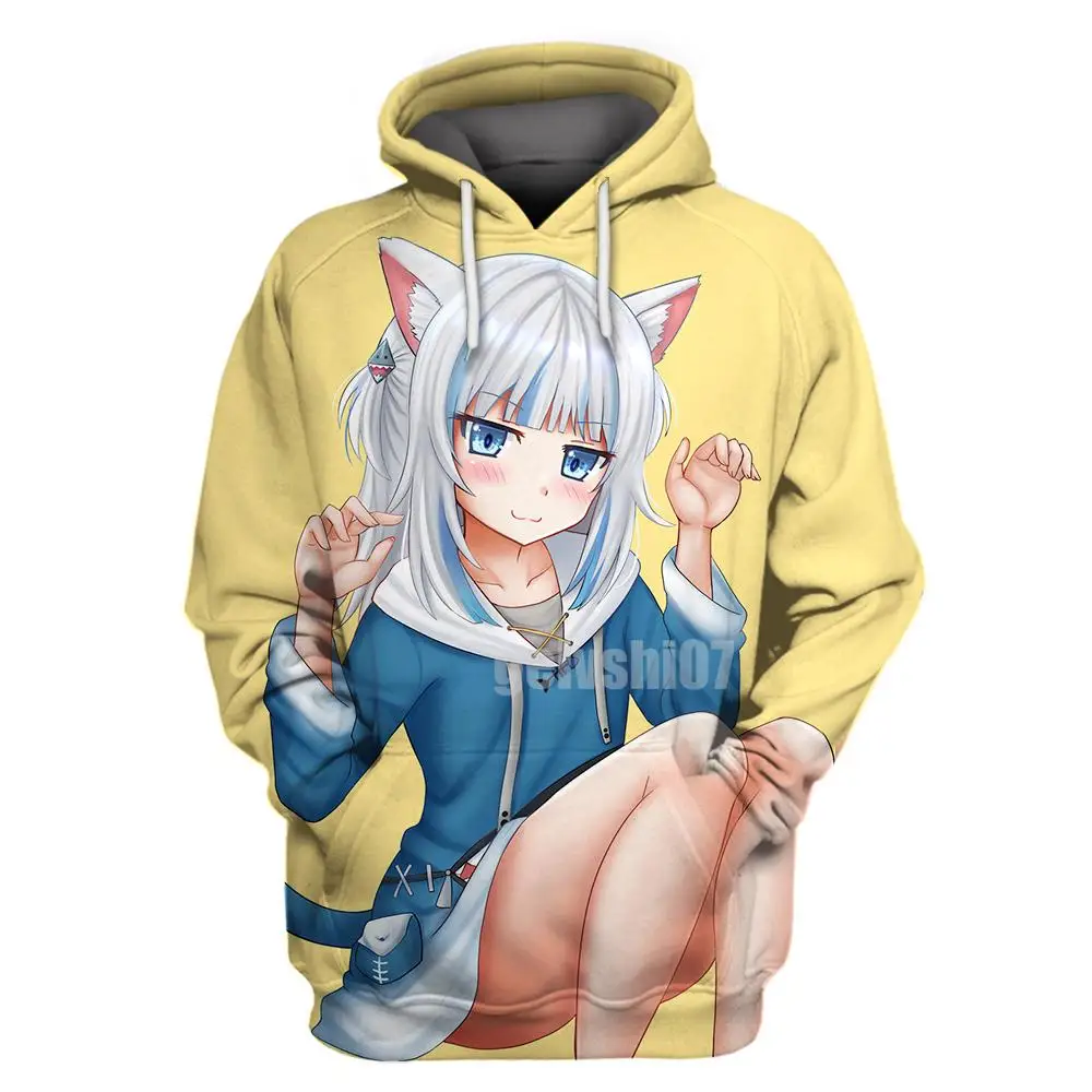 

Anime Gawr Gura Printed 3D Kawaii Hoodies Streetwear Gothic Pullovers Women Fashion Sweatshirts Harajuku Oversized Girls Clothes