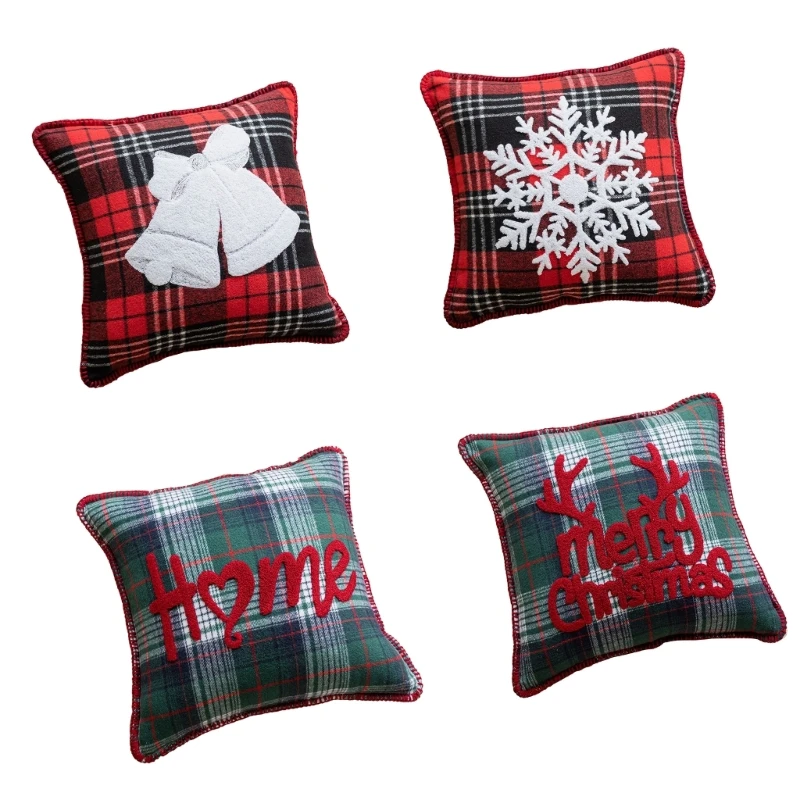 

Christmas Pillow Cover Embroidery Throw Pillows Case Cushion Covers Decor for Couch Living Room Bedroom