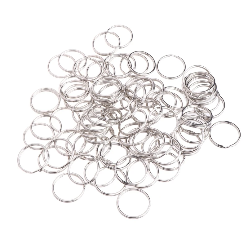 

100 Pcs Stainless Steel Flat Keyrings 30mm Side Pushing Split Ring DIY Keyrings