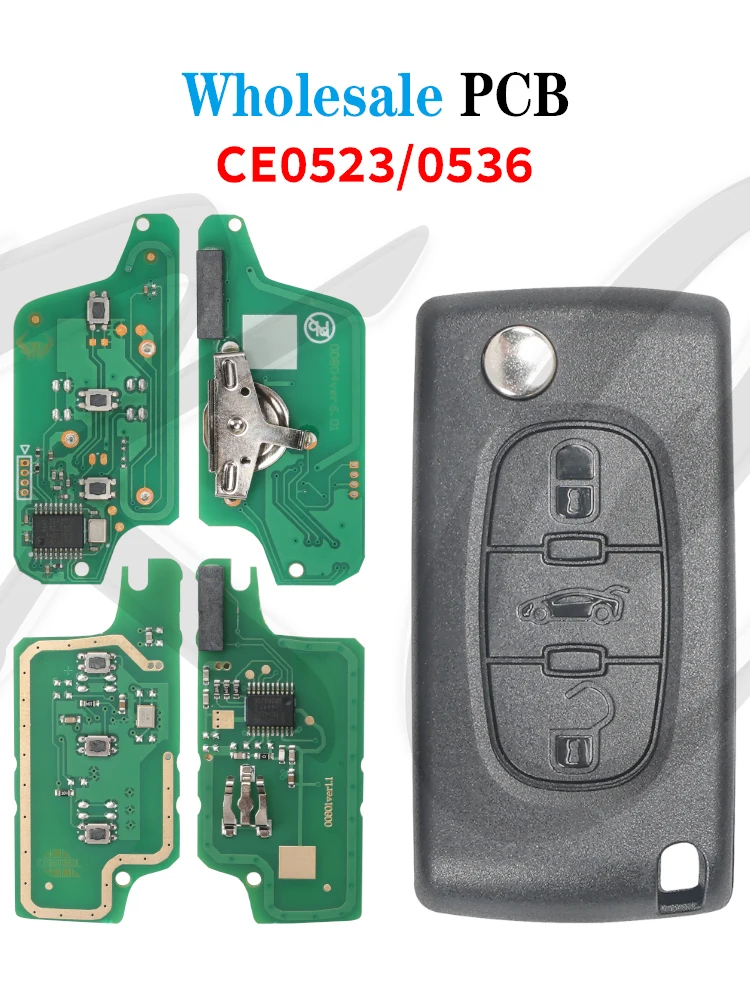 Заготовка для дистанционного ключа KC (плата PCB) оптом CE0523CE0536 ASK или FSK, 2 или 3 кнопки, для Peugeot 107, 307, 407, 308, 408, 607, Citroen C3, C4, C5 (art.: 3920db657bf8c) - 3920db657bf8c