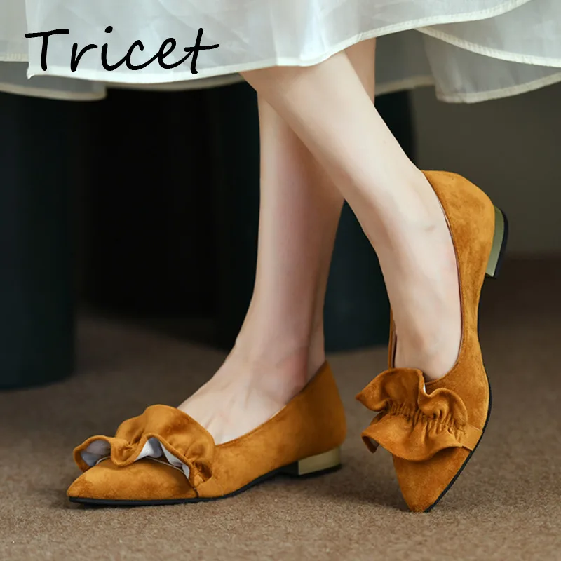 

Балетки женские с острым носком, элегантные мягкие удобные туфли, маленький каблук, весна-осень