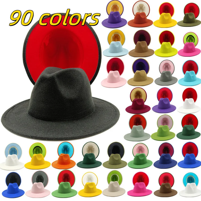 

Шляпа с широкими полями для мужчин и женщин, фетровая Панама синего и красного цвета, шляпа для церкви, британская