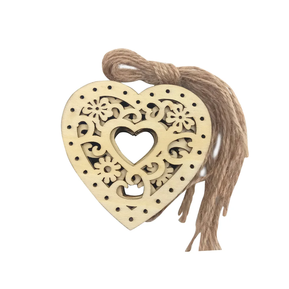 

Wood Heart Unfinished Christmas Slices Cutouts Tree Log Wooden Hanging Discs Embellishments Tags Ornaments Decorative Pieces