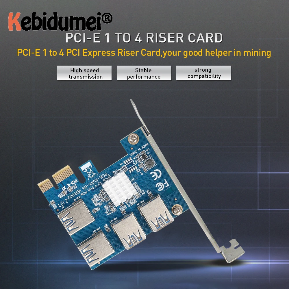 5Gbps PCIE PCI-E PCI Express Riser Card 1x to 16x 1 to 4 USB3.0 Slot Multiplier Hub Adapter For Bitcoin Mining Miner BTC Devices