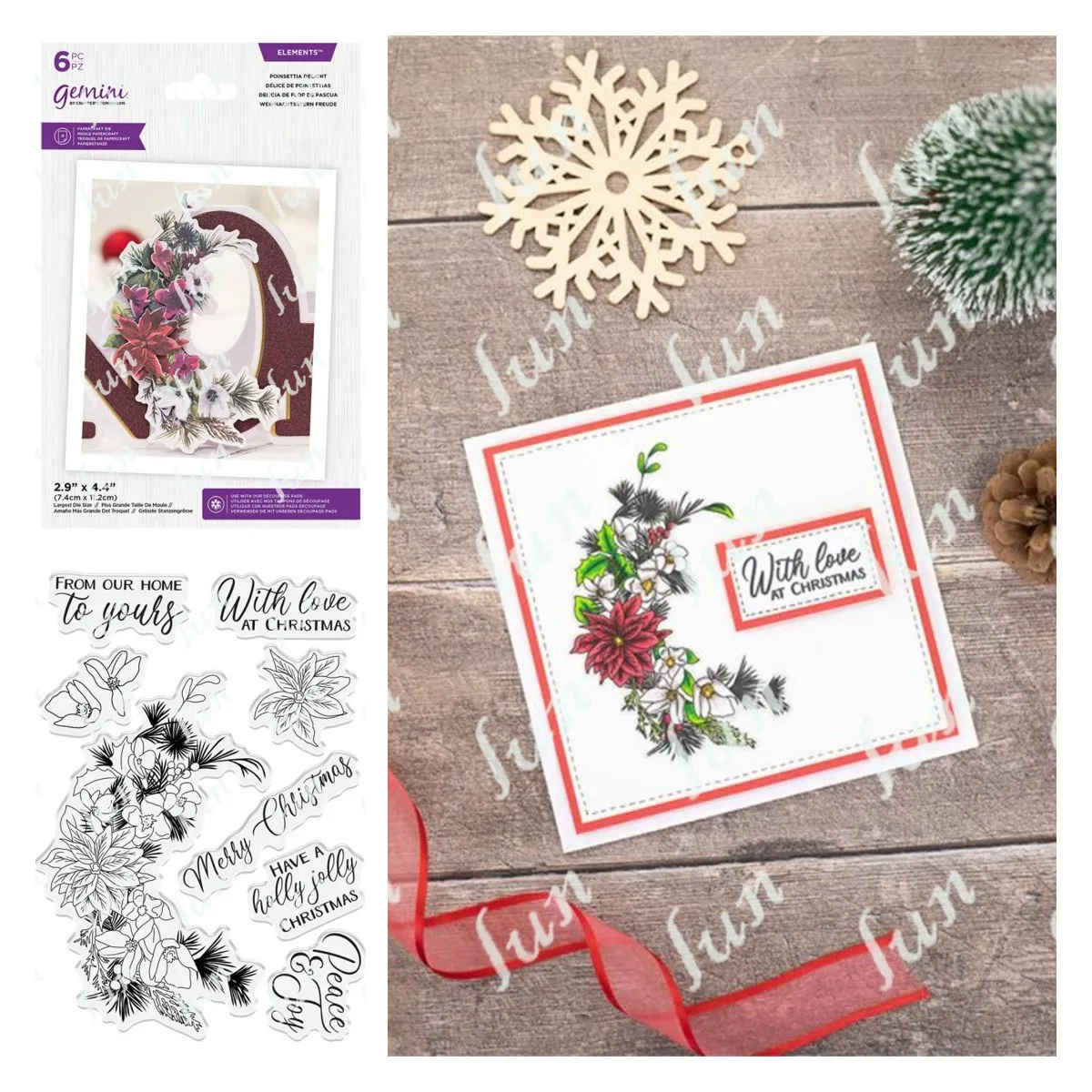 

Poinsettia Delight Flowers Metal Cutting Dies and Clear Stamps Scrapbook Diary Decoration Stencil Embossing Template Handmade