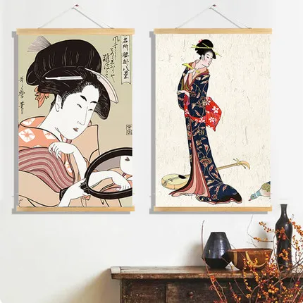 

50x75cm Japanese-Style Ukiyo-e Style Geisha Hanging Cloth Painting Flag