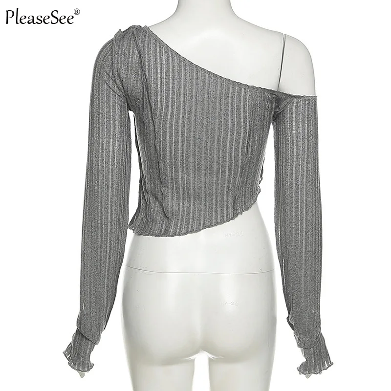 Кроп-Топ женский с косым воротником пикантная уличная одежда модная