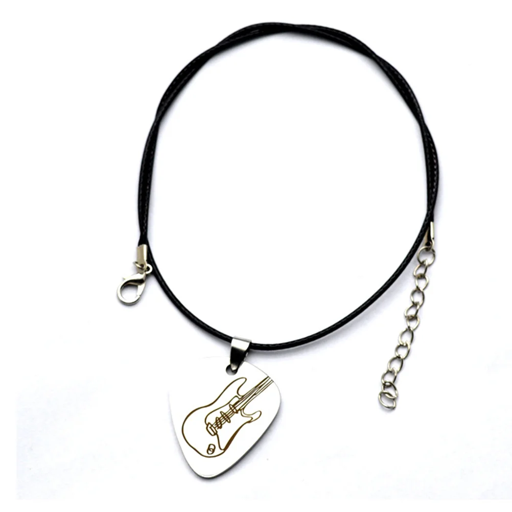 

Guitar Pick Punch Necklace PU Cord and Stainless Steel Charm Shaped Like Guitar Pick Punch