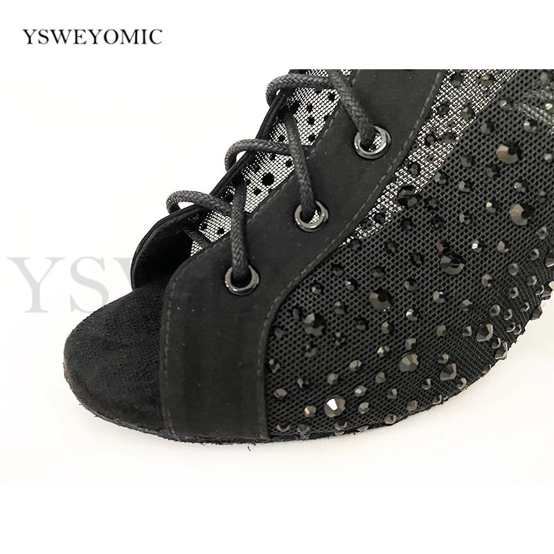 Strass Latin Women Dance Shoes Black Ladies Dance Boots Salsa Tango Indoor Sport For Women's Ballroom Dancing Shoes Dance heels