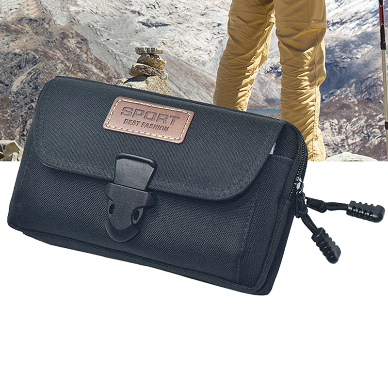 

Outdoor Men Multi-function Waist Bag With Carabiner Casual Mobile Phone Purse Pocket Male Outdoor Travel Sports Belt Bum Pouch
