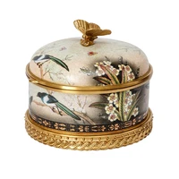 oriental and eastern design luxury brass candy box porcelain ornaments and table decoration ceramic bowl with lid