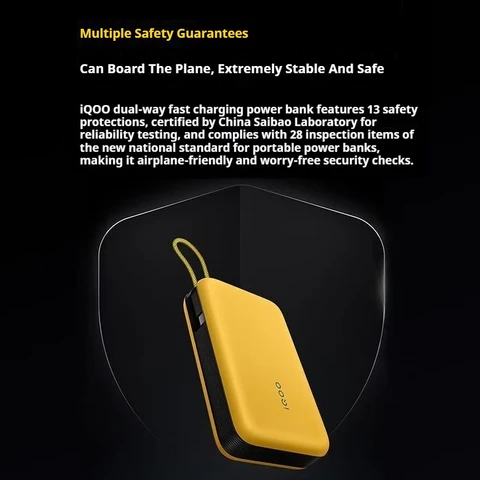 iQOO 20000 мАч Power Bank PD 45 Вт Тип C Быстрая зарядка с кабелем Портативный внешний аккумулятор Мобильный PowerBank для iPhone16 Huawei