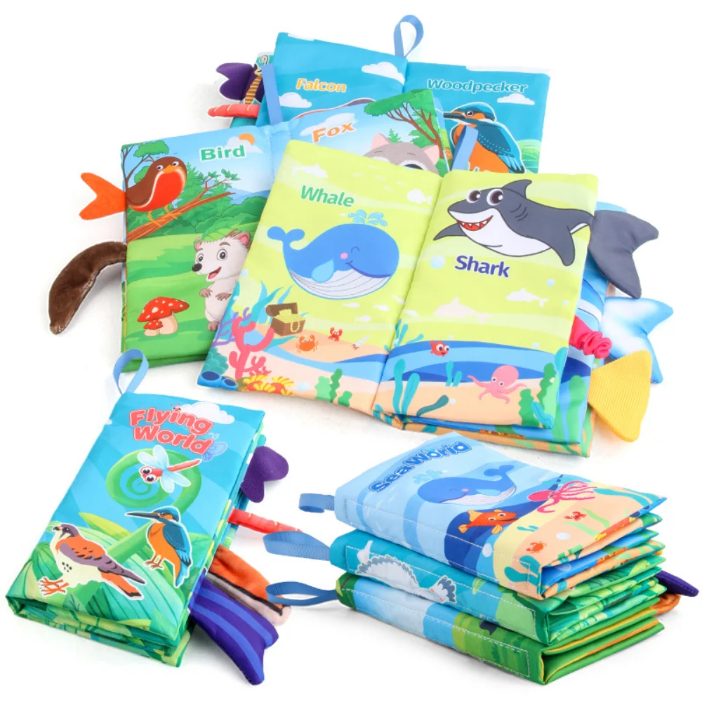 

Baby Early Learning Toy Tail Cloth Book Parent-child Interactive Sound Paper Cloth Book Rattle Baby Learning Educational Toys