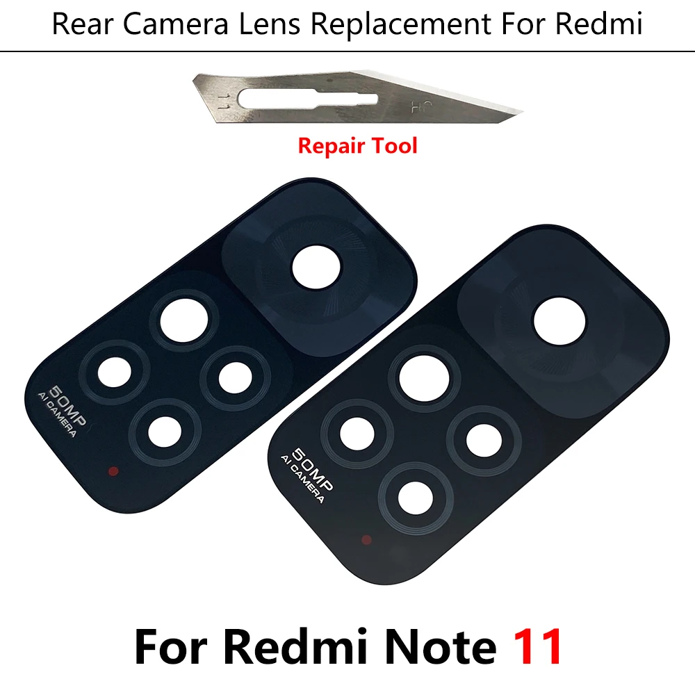 

50 Pcs For Redmi Note 11 New Rear Back Camera Glass Lens With 3M Glue Sticker And Tools Smartphone Replacement Parts