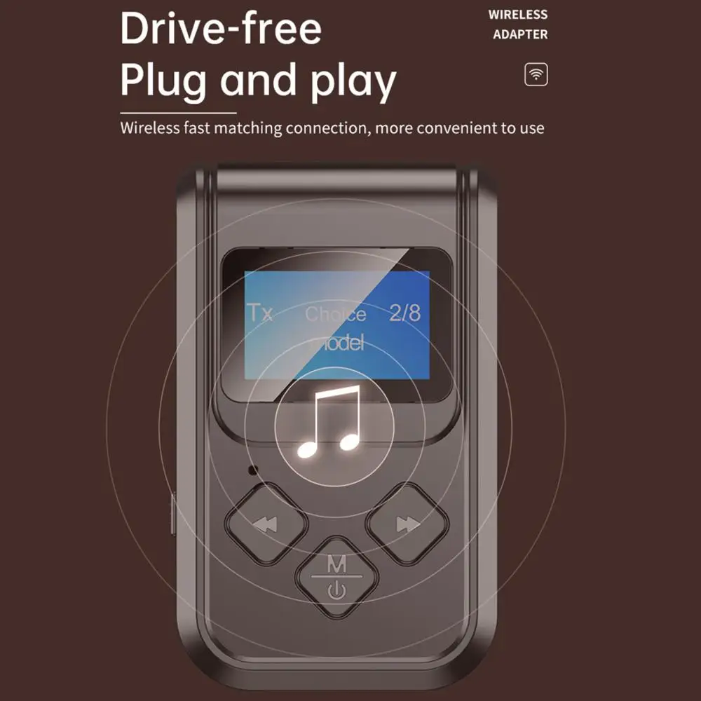 

5.0Bluetooth-compatible Receiver Transmitter 2in1LCD Display Screen Hands-Free Call Stereo Wireless Aux Audio Adapter 3.5mm Jack