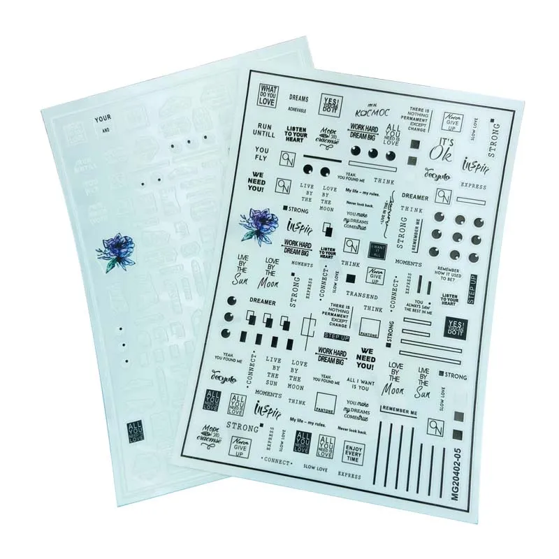 

Стикеры для ногтей «сделай сам» в японском стиле, тонкие бесследные наклейки для ногтей, новый дизайн простых черно-белых английских позити...