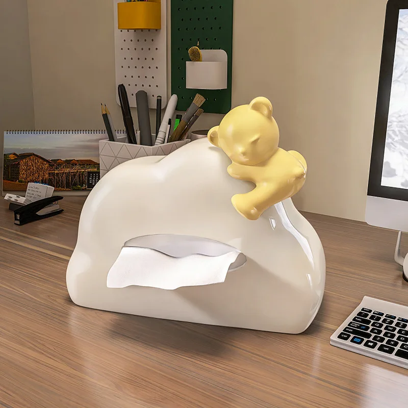 

Nordic Ins Ceramic Cloud Bear Tissue Box Paper Holder Tissue Box Living Room Bathroom Draw Paper Box Home Decoration Accessories