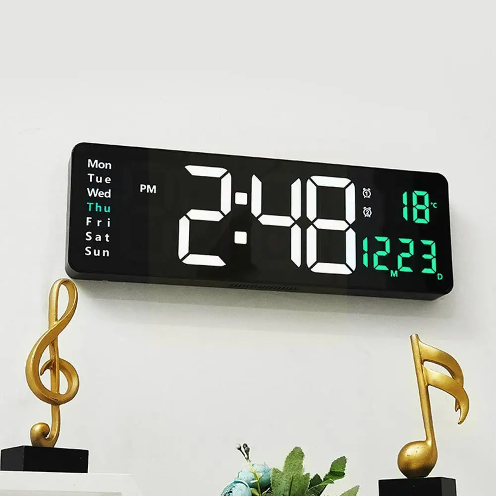 

Digital Led Alarm Clock Snooze Temperature Date Display Nordic Wall Strip Room Style Living Led Clocks Decor Home Desktop R5m3