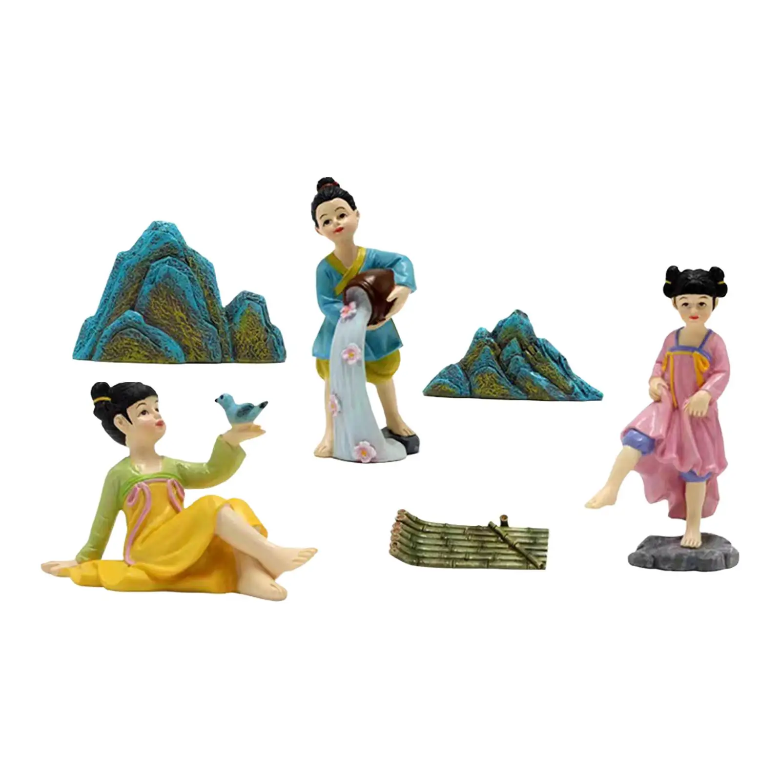 

6Pcs Resin Statue Sculptures Desk Miniature Garden Figurines Fairy Garden Accessories for Bookshelf Cabinet Lawn Porch Outside