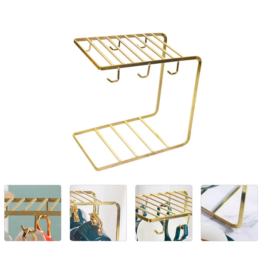 

Stainless Steel Cup Holder Metal Coffee Cup Drying Mug Holder Storage Rack Mug Organizer Rack Iron Bar Mug Hooks Cup