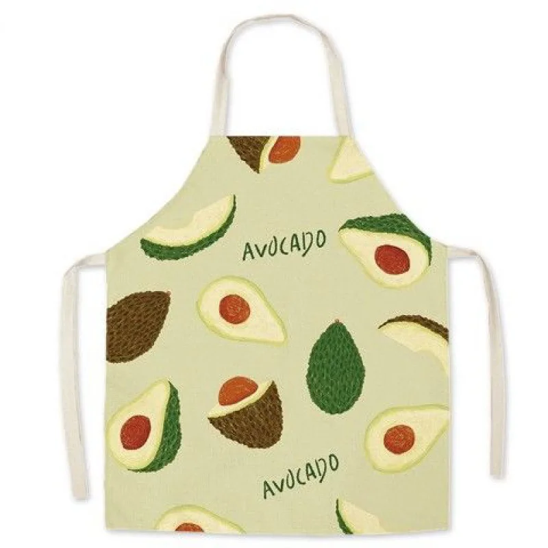 

Cartoon Fruit Avocado Pattern Linen Sleeveless Hand Wipe Waist Apron Kitchen Home Decoration Baking Cleaning Tools Delantal