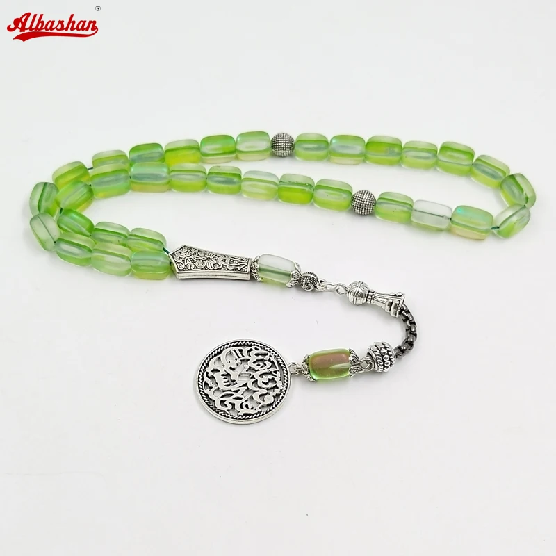 Фото Tasbih женские зеленые кристаллы 33prayer бусины мусульманский Ид ADHA подарок браслет Мисбаха исламские аксессуары на руку №1