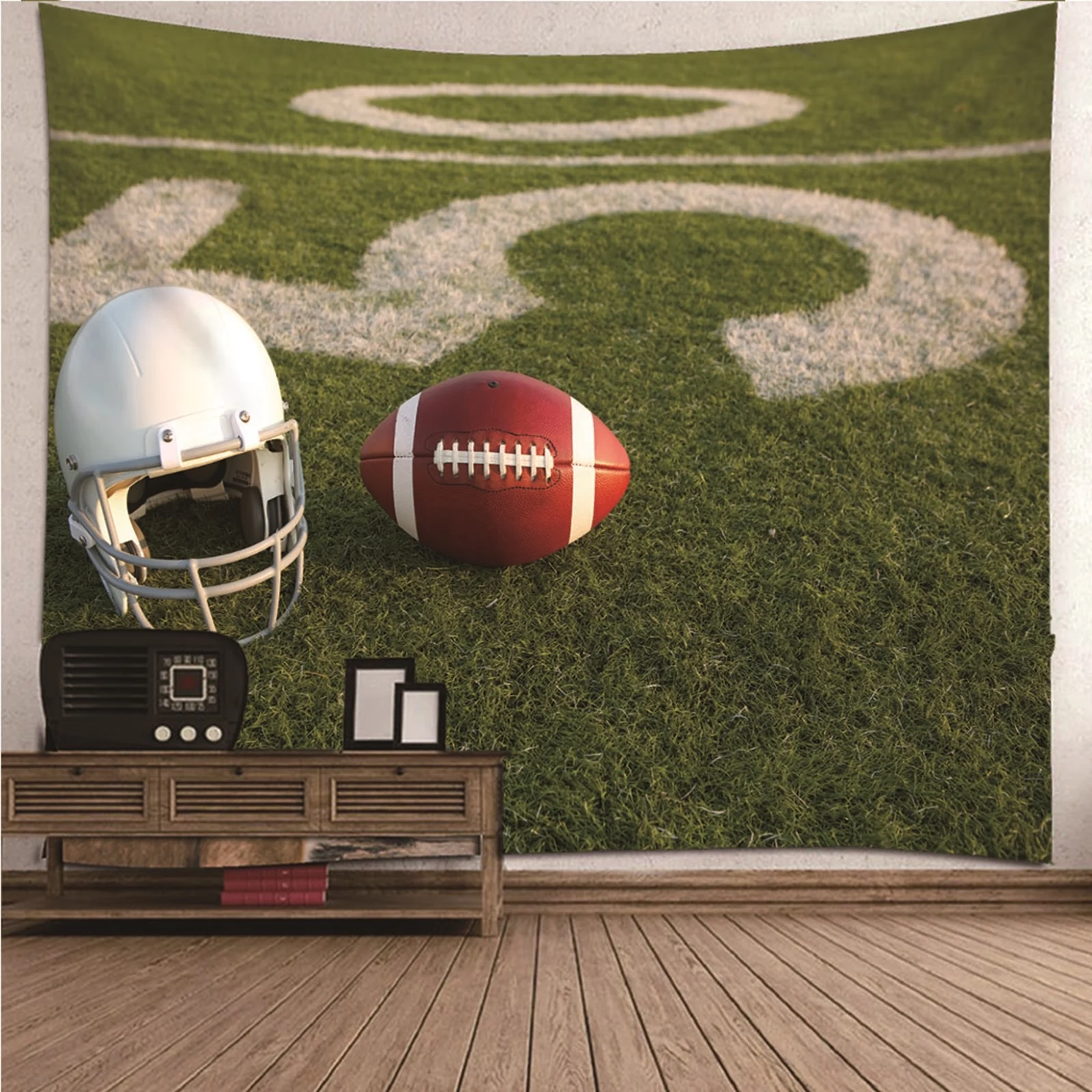 

Home Decor Kids 3D Stickers Wall Decor Football Helmet Wall Hanging Blanket Dorm Art Decor Covering