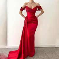 satin formal%c2%a0party%c2%a0dress 2022 v neck off the shoulder mermaid prom gowns pleat lace applique elegant long sexy evening dresses