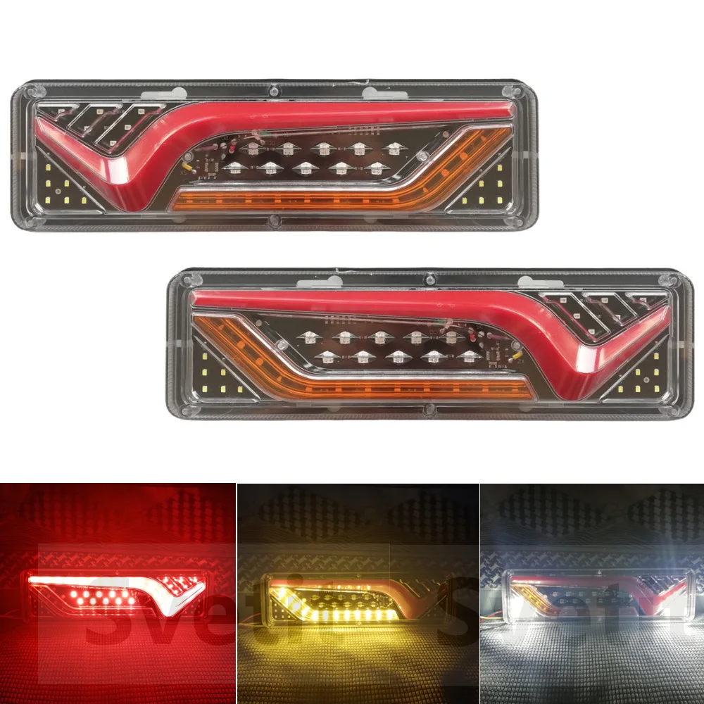 

2Pcs 12V 24V Taillights Truck Stop LED Sequential Turn Signals Trailer Reversing Light Van Lorry Tractor Rear Lamp