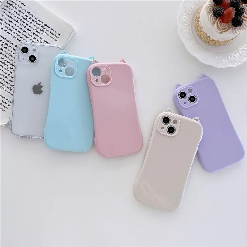 Милый 3d трехмерный мягкий чехол с котом карамельных цветов для Iphone 11 12 13 Pro Max 7 8 Plus