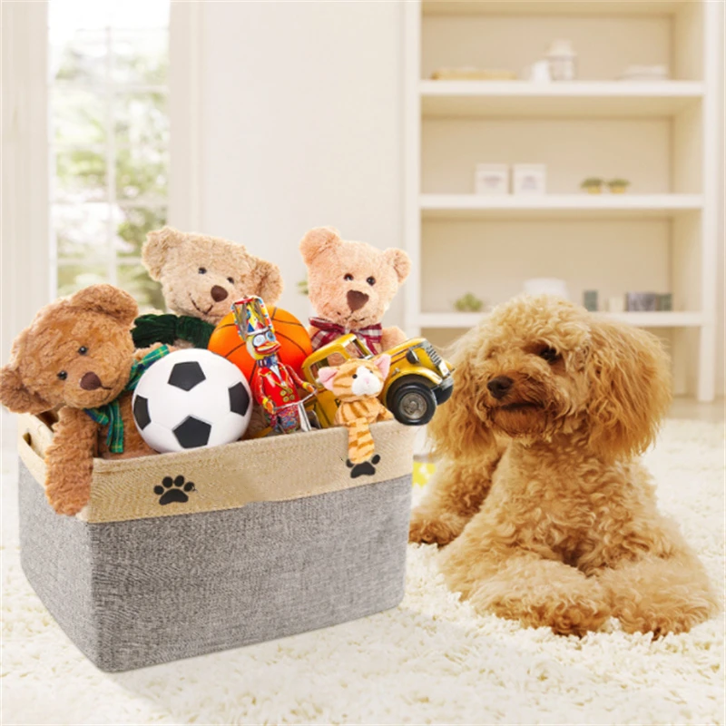 

Персонализированная корзина для хранения игрушек для собак, Холщовая Сумка для собак, складная льняная коробка для хранения игрушек для до...