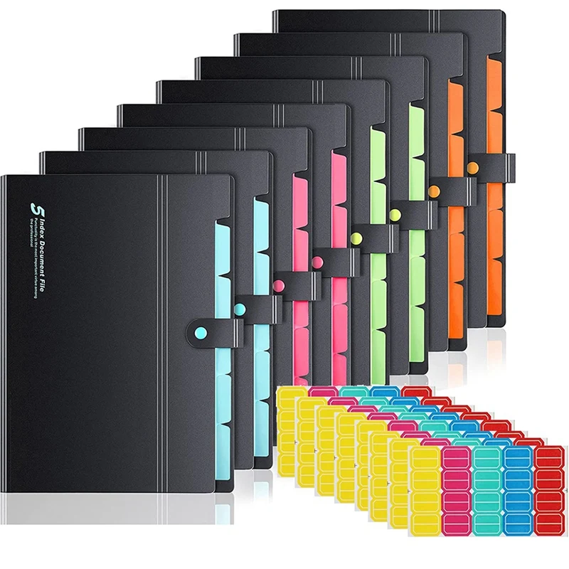 8 Pieces Expanding File Folders Accordion Organizer A4 Paper Folder Travel for Student School |