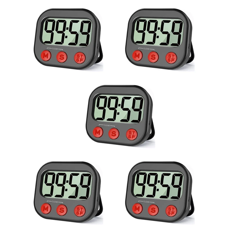

Promotion! 5X Kitchen Timer, Digital Visual Timer Magnetic Clock Stopwatch Countdown Timer, Large LCD Screen Display For Cooking