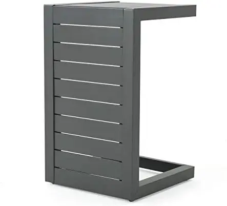 

Coral Outdoor Aluminum C-Shaped Side Table, Grey