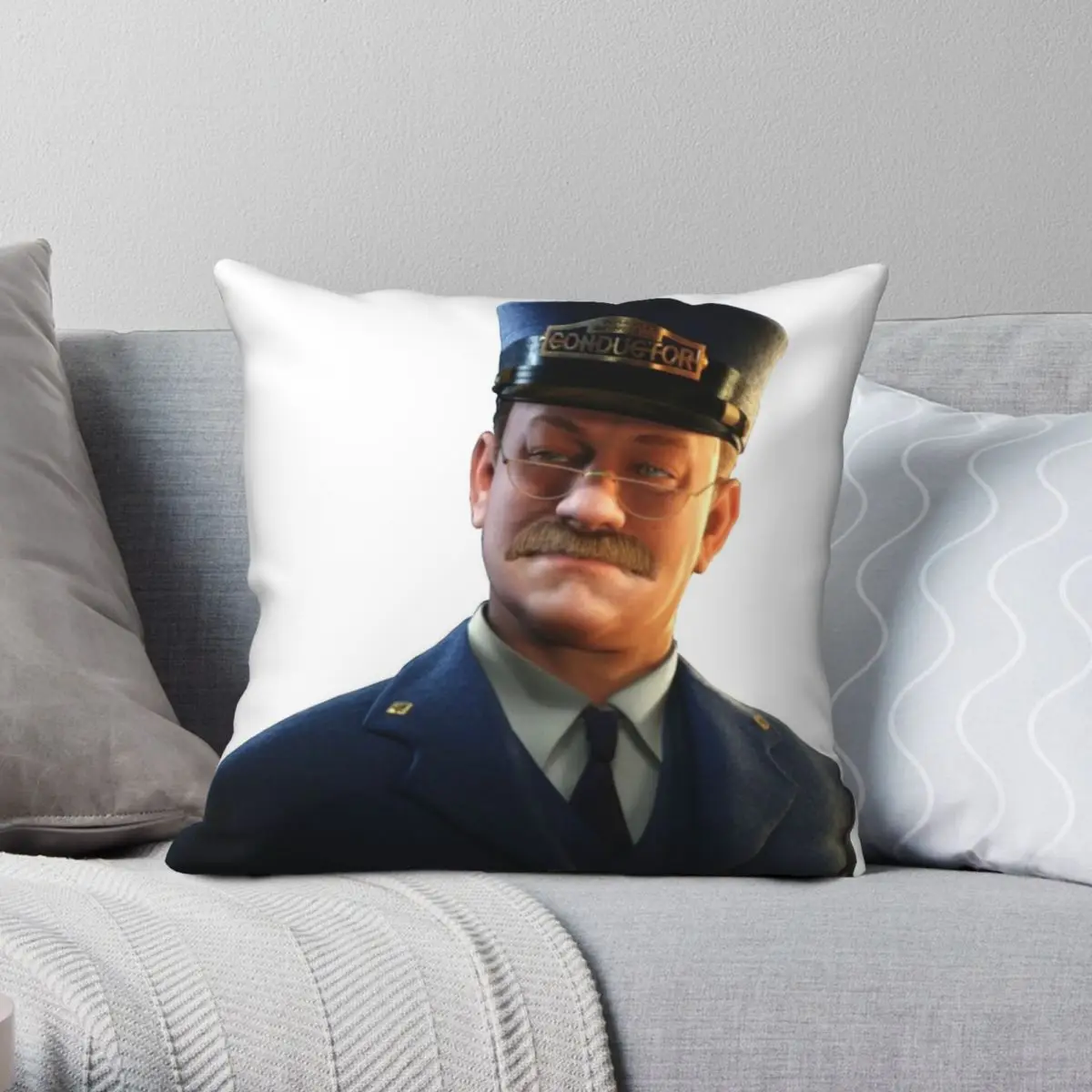 

Polar Express Conductor Square Pillowcase Polyester Linen Velvet Pattern Decor Throw Pillow Case Room Cushion Cover Wholesale
