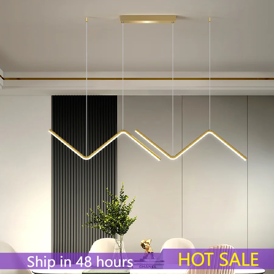 

Современная светодиодсветодиодный люстра, подвесной светильник черного и золотого цвета, трубчатый, для ресторана, кухни, офиса, спальни, к...