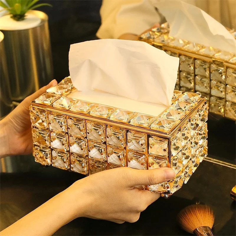 

Office Dispenser House Bar Diamond Crystal Bedroom Napkin Cube Sparkle Tissue Coffee Cafe Hotel Boxes Holder Box Facial Crystal